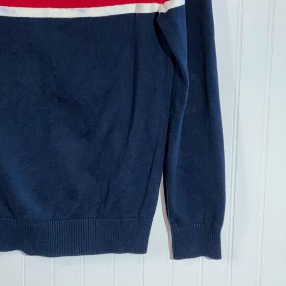 Vintage Tommy Hilfiger Sweater Mens Medium Red And Blue Striped 1/4 Zip Pullover - Picture 9 of 12